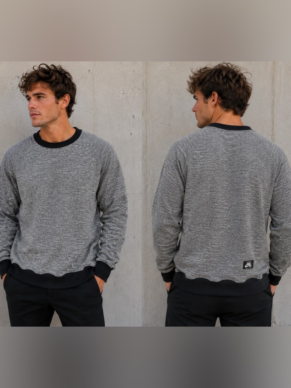 Nike SB Skateboarding Crewneck Sweatshirt Gray Black